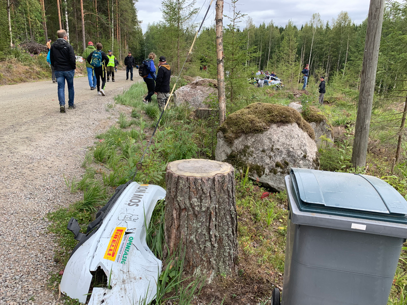 The tree stump that took the initial impact. Somewhere, in the distance, you’ll find the rest of the car.